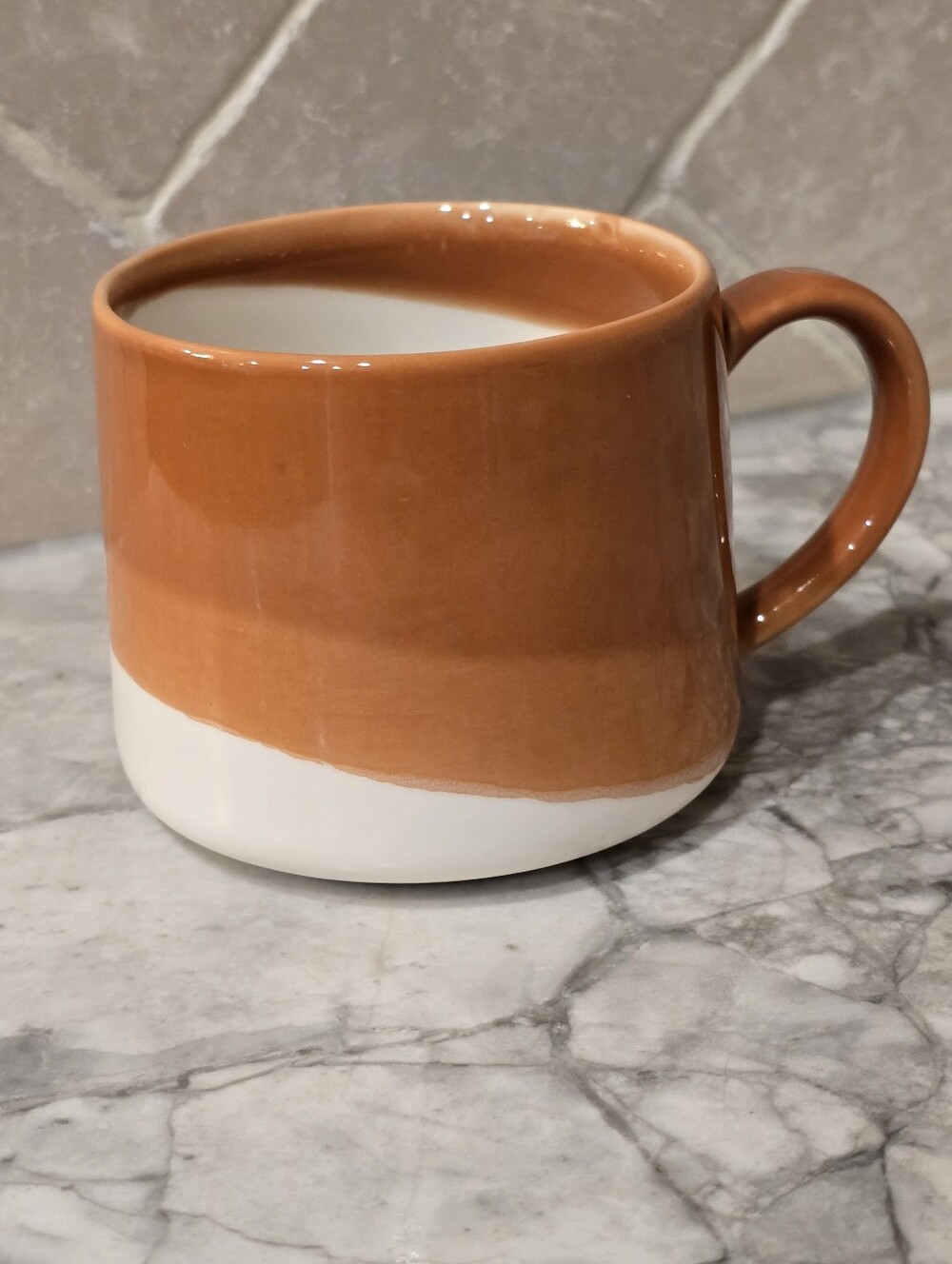 Starbucks Coffee Mug Ombre Honey Brown and White Glaze Cup 2014 10 OZ Wabi Sabi